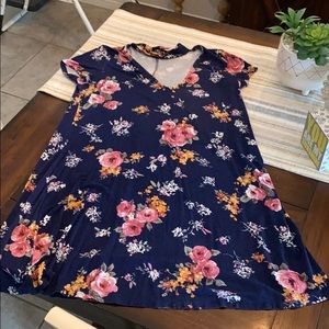 Floral Skater Dress with Neck Cutout